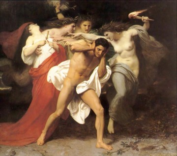 three women at the table by the lamp Painting - Orestes Pursued by the Furies William Adolphe Bouguereau